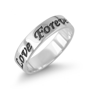 Sterling Silver “Love Forever” English Script Personalized Ring