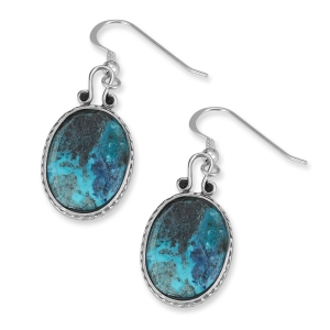 925 Sterling Silver and Eilat Stone Oval Earrings 