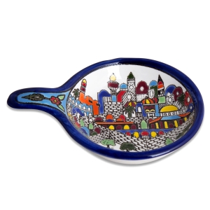 Armenian Ceramics Serving Dish with Handle (Jerusalem)