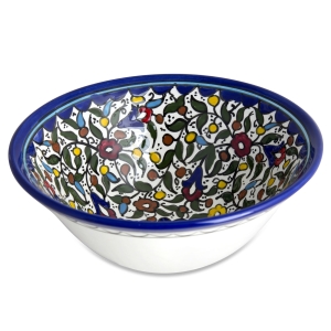 Armenian Ceramics Colorful Flowers Extra Large Tall Serving Bowl 
