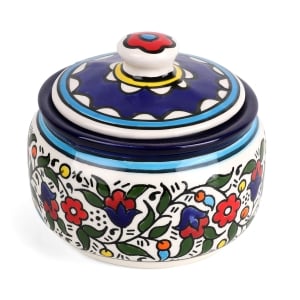 Armenian Ceramic Sugar Bowl with Floral Motif