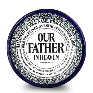 Armenian Ceramics Our Father in Heaven Prayer Wall Hanging with Blue Oriental Border