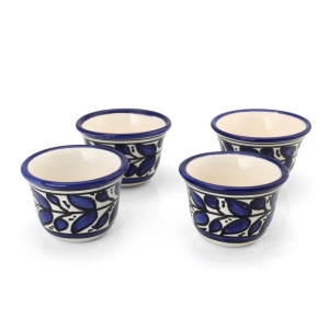 Armenian Ceramics Turkish Coffee Cup Set of 4 - Blue and White