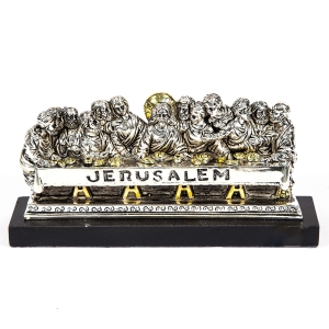 Silver Plated Metal Last Supper Figurine with Golden Highlights