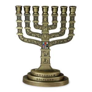 Seven Branch Menorah - 12 Tribes of Israel (Variety of Colors)