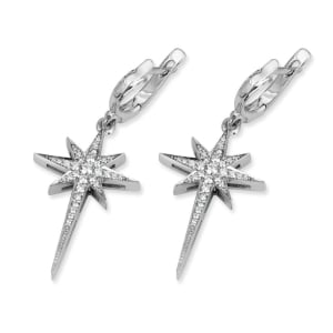 Anbinder Jewelry 14K White Gold Star of Bethlehem Earrings with Diamonds