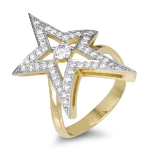Anbinder Jewelry 14K Yellow Gold Star of Bethlehem Diamond Ring