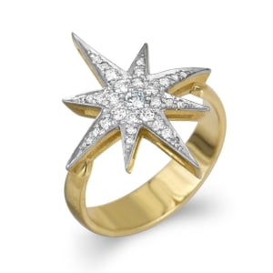 Anbinder Jewelry 14K Yellow Gold Star of Bethlehem Ring with Diamonds