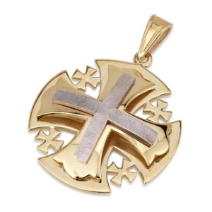 Ben Jewelry 14K Gold Handcrafted Jerusalem Cross Pendant