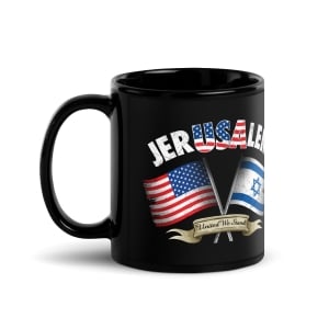 Jerusalem and USA - United We Stand Glossy Black Mug