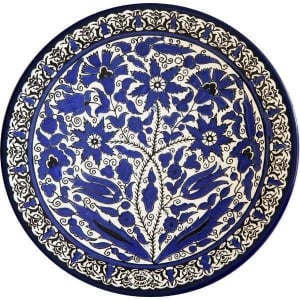 Armenian Ceramic Blue and White Floral Bouquet Plate
