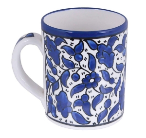 Armenian Ceramic Blue and White Floral Mug