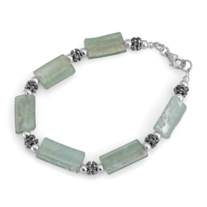 Rafael Jewelry Sterling Silver Bracelet with Roman Glass 
