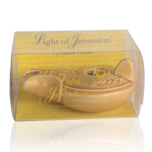 Light of Jerusalem Clay Lamp with Scented Candle - Auburn 