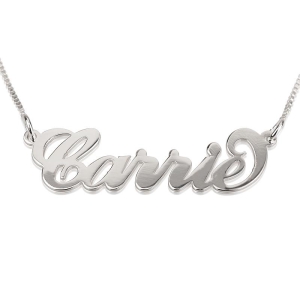 Sterling Silver Carrie Name Necklace in English