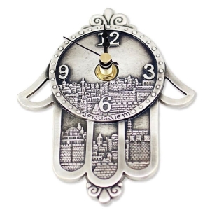 Danon Hamsa Wall Clock With Jerusalem Theme