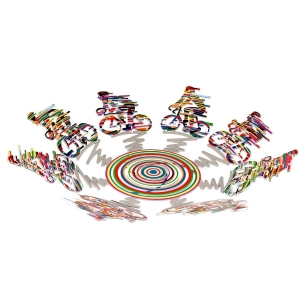 David Gerstein Signed Metal Fruit Bowl Sculpture – “Cyclists Bowl” (2010)