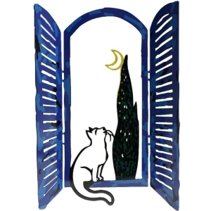 David Gerstein Signed Metal Sculpture – The Cat and the Moon Window” (2007)