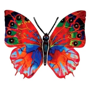 David Gerstein Double Sided Hadar Butterfly Signed Metal Wall Hanging 