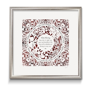 David Fisher Laser Cut Paper English/Hebrew Home Blessing With Seven Species Design (Choice of Colors)