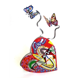 David Gerstein Butterflies and Open Heart Sculpture - Limited Hand-Signed Edition