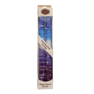 Dipped Taper Candles – Purple, Blue and White