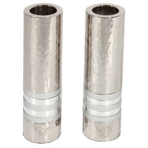 Yair Emanuel Hammered Nickel Cylinder Candlesticks (Choice of Colors)