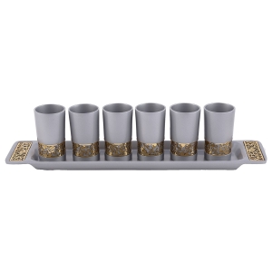 Yair Emanuel Pomegranate Small Communion Cup Set with Tray - Choice of Color