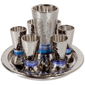 Yair Emanuel Hammered Nickel 8-Piece Kiddush Cup Set (Variety of Colors)