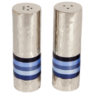 Yair Emanuel Textured Nickel Cylinder Salt and Pepper Set (Choice of Colors)