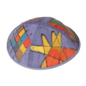 Yair Emanuel Hand Painted Silk Kippah with Abstract Design (Multicolored)