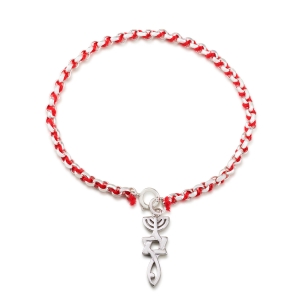 Emuna Studio 925 Sterling Silver and Red String Bracelet With Grafted-In Symbol