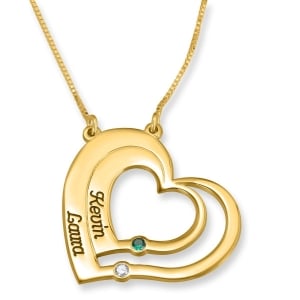 Gold-Plated Double Heart Name Necklace For Mom (Up to Two Names)