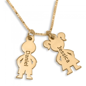 Gold-Plated Mother's Necklace With Children's Names (Hebrew or English)