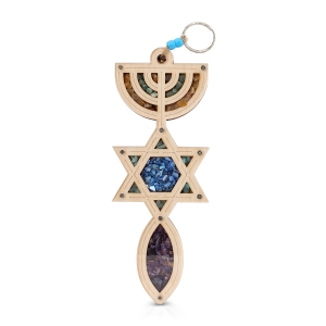 Grafted-In (Messianic) Wooden Wall Hanging with Natural Colored Stones from the Holy Land