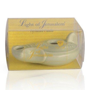 Light of Jerusalem Clay Lamp with Scented Candle - Jade