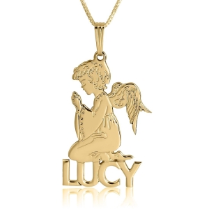 24K Gold Plated Guardian Angel Name Necklace