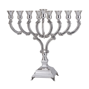 Sterling Silver Hammered Livni Arc Hanukkah Menorah by Hadad Bros