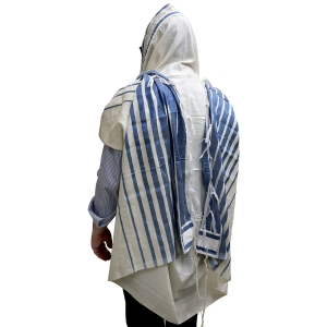 Non-Slip Handwoven Blue Pattern Prayer Shawl Set - Rikmat Elimelech