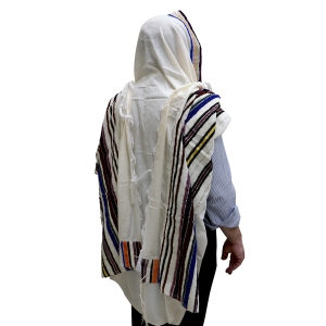 Handwoven Multi-Color Striped Non-Slip Prayer Shawl Set - Rikmat Elimelech