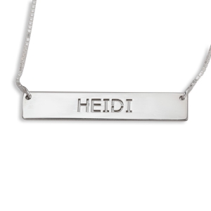 Sterling Silver or Gold-Plated Bar Block Name Necklace