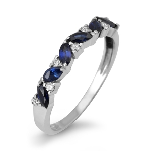 Anbinder Jewelry White Gold Women's Ring with Diamonds and Sapphires