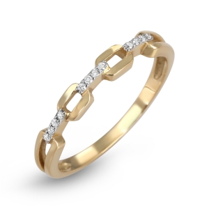 Anbinder 14K Gold Cable Link Women's Ring with Diamond Accents