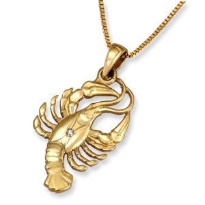 Anbinder 14K Yellow Gold Zodiac Cancer Pendant with Diamond Accent