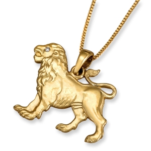 Anbinder 14K Yellow Gold Zodiac Leo Pendant with Diamond Accent