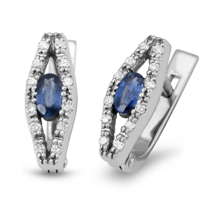 Anbinder Jewelry 14K White Gold Evil Eye Earrings with Diamonds and Sapphires