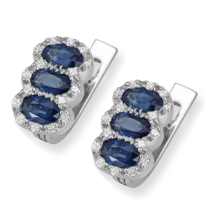 Anbinder 14K White Gold, Diamond, and Sapphire Vertical Cluster Earrings