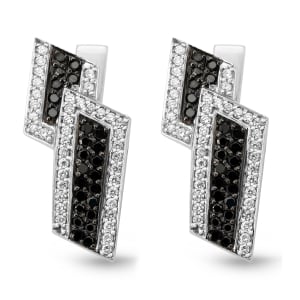 Anbinder Jewelry 14K White Gold Color Block Earrings with Diamonds