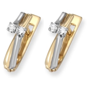 Anbinder Two-Tone 14K Gold Contemporary Bypass Earrings with Diamond Accents
