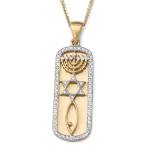 Anbinder Jewelry 14K Yellow Gold Diamond Embedded Messianic Seal Pendant - Unisex